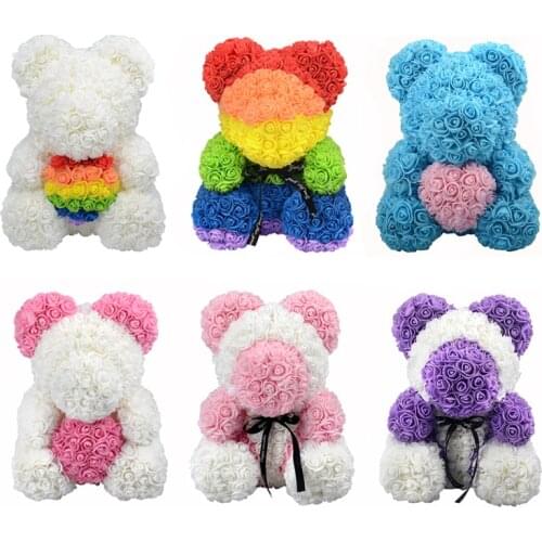 Valentines Day Gift 40cm Red Bear Rose Teddy Bear Rose Flower Artificial Decoration Christmas Gift for Women Valentines Gift