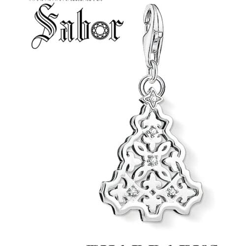 Christmas Tree Pendant Charm for Women/Men silver plated Jewelry Cubic Zirconia Pendant Gift Fit Necklace Bracelet thomas