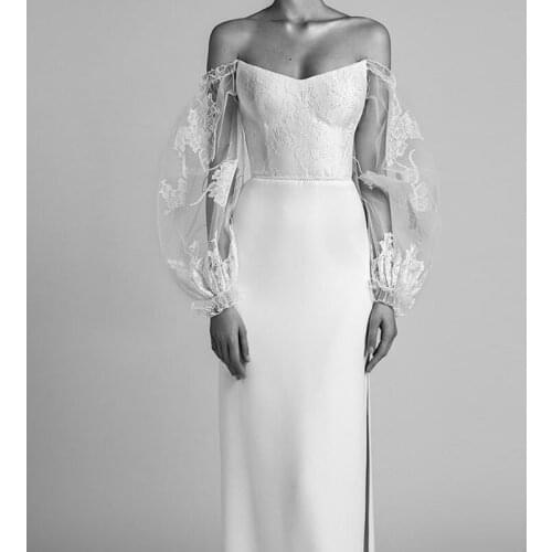 Wedding Boleros Bridal Sleeves Detachable Bridal Bicep Long Sleeves Off-shoulder Wedding Arm Cover Decorate Soft Tulle Wedding