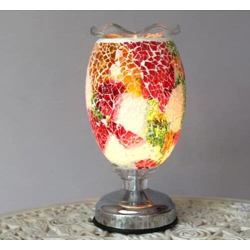 Light Colorful complex antique table lamp mosaic burner plug wedding oil light DF111 bed lamp art deco stained glass lamps table