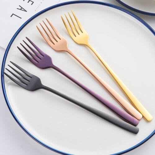 2pcs/set Hot Sale Korean Titanium Stainless Fork Fruit Picks Bento Kitchen Accessories