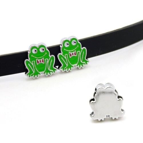 20pcs/lot Internal Dia 8mm Frog Slide Charm DIY Accessories fit 8mm wide belt pet collar