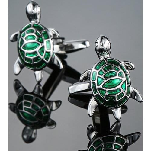 Mens Cufflinks brand new high quality fashion jewelry green animal turtle Cufflinks mens business suits pin Gift