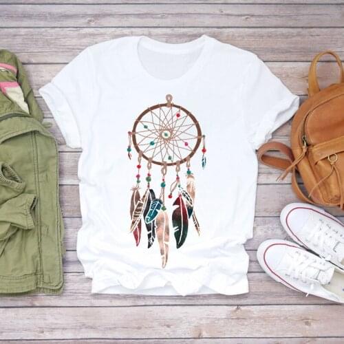 Women Feather Dream Web Cartoon 90s Camisas Mujer Clothes Lady T-shirts Top Womens T Shirt Ladies Stylish 2021 Tee T-Shirt
