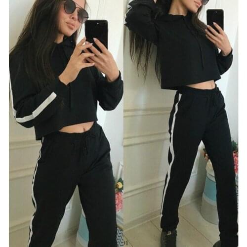 2019 womens Two-piece set autumn winter new suit fashion hot sale hooded long-sleeved tops long pants casual Sportswear trend