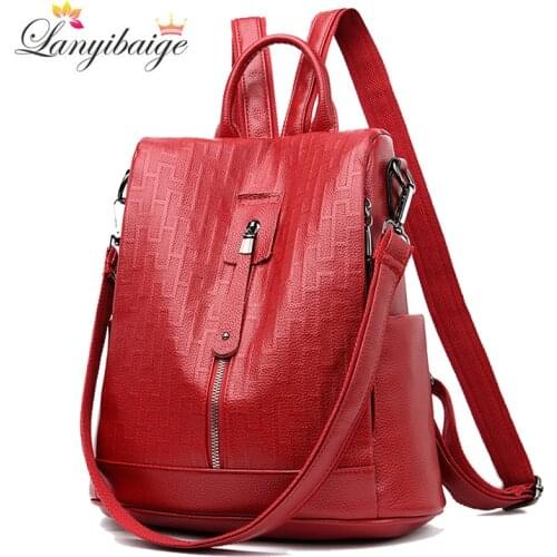 3 in 1 Fashion Women Anti-Theft Backpack High Quality Leather School Bags Shoulder Bag Sac A Dos Female Travel Backpack mochila