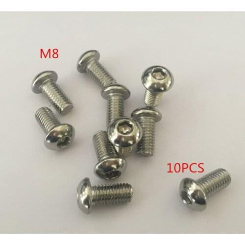 10pcs Stainless steel round head hex socket screws M8*10/12/14/16/18/20/25-80 mm Round head bolts mushroom head bolt