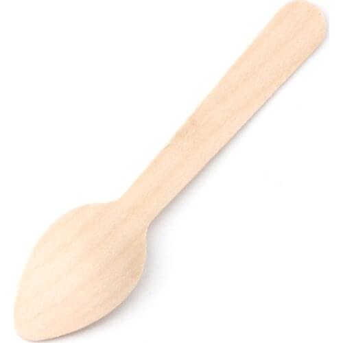 100Pcs Disposable Mini Wooden Spoon Ice Cream Dessert Spoons Wedding Parties