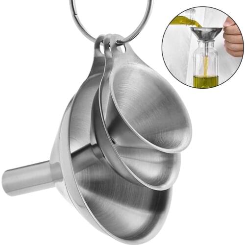 3pcs/set Stainless Steel Funnel Kitchen Oil Liquid Funnel Metal Funnel for Canning Metal Kitchen Funnel Tools Multifunctional
