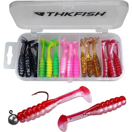 30pcs Soft Worm Fishing Lures 5cm 2in Bass Shad Lure Paddle Tail Swimbaits Silicone bait Leurre Tackle For Trout Bass
