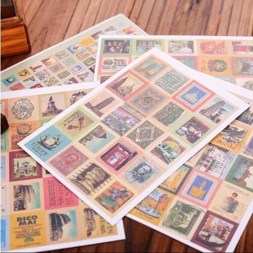 30 packs/lot Vintage stamps stickers life Folding style diary Stickers DIY Multifunction sticker home Decoration label wholesale