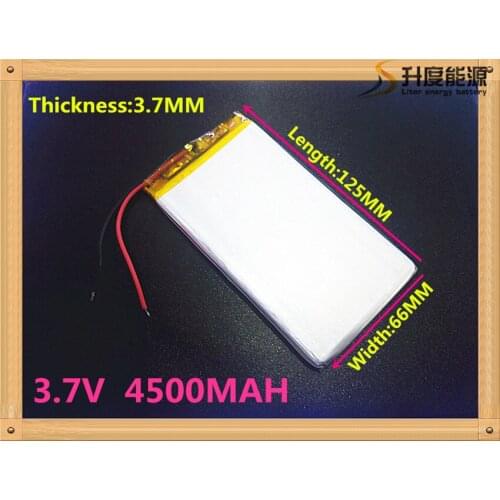 37mm66mm125mm 3.7V 4500mah Lithium Tablet polymer battery with protection board For V811 V801 Free Shipp