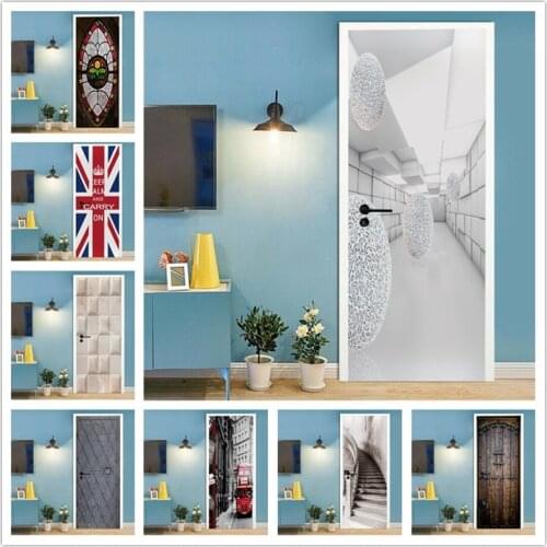 3D Silver Ball White Space Door Art Poster Home Decorative Door Mural For Study Living Room Entrance Corridor Self Adhesive Deca