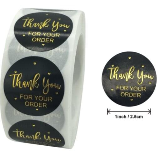 500 Pieces Thank You Stickers Business Seals Labels 1 Inch Gold Foil Gift Packaging Birthday Party Supply