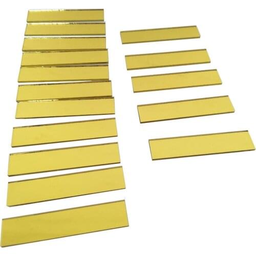 7/16x2 inch Yellow Gold Small Rectangle Shape Mosaic Tiles Mirror Glass Home Decoration,100pcs/lot