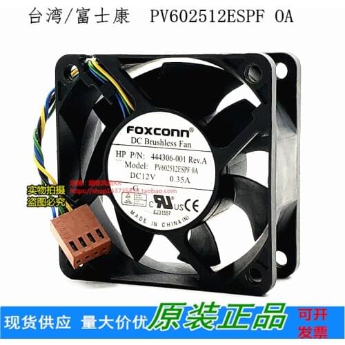 Foxconn 6025 60mm x 25mm PV602512ESPF 444306-001 DC Brushless PWM Cooler Cooling Fan 12V 0.35A 4Wire for HP Compaq DC7800 DC7900