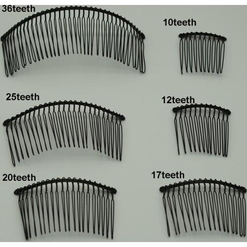 20PCS 10teeth Black Plain Metal Hair Combs side comb for DIY kids Crown tiara hair accessories at nickle free and lead free