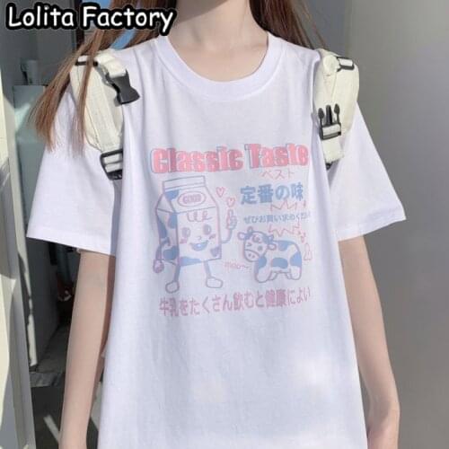Harajuku Kawaii Short Sleeve T-shirt Women Girl Summer Tops Student Lolita Tees Shirt classic taste Clothes T104
