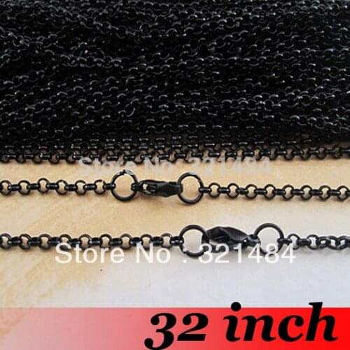 Gunmetal Black 100pcs 3mm 32inch Rolo Chain Necklace Jewelry Findings Accessories