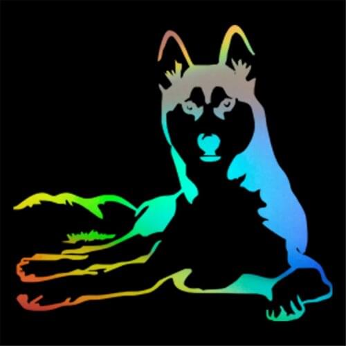 Husky Dog Poppy Vinyl Decal Car Sticker Window Bumper Wall Glass Auto Van Door Laptop Gift Black New