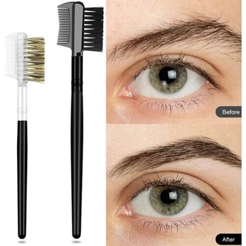 Eyelash Brush Eyebrow Comb Makeup Brushes Professional Dual Makeup Tool maquiagem Black Kabuki Wood Beauty