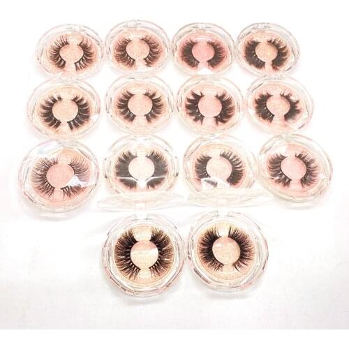 Chinese 3D Mink Eyelashes Transparent Crystal Box Pink Card Facial And Eye Cosmetics Cross Nature A Series 15-25 Mm Blind Date