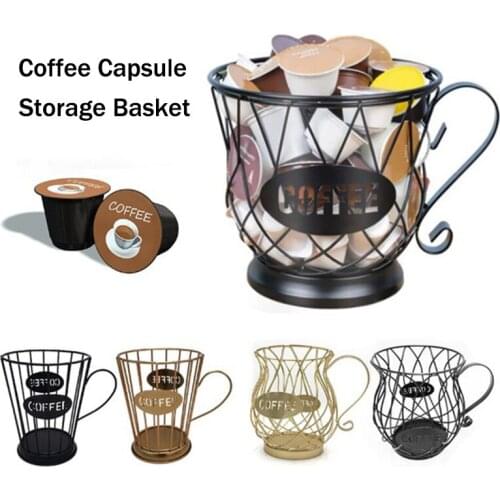 Creative Coffee Cup Shaped Iron Art Storage Basket Hollow Coffee Capsule Holder Fruit Candle Jelly Containers Kitchen Home Decor