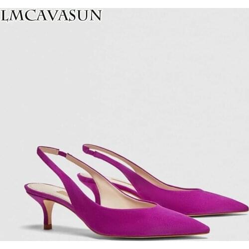 LMCAVASUN Summer Shoes Women Sandals Elegant Sexy Office Lady Pointed-Toe footware Female sandalia Real Leather