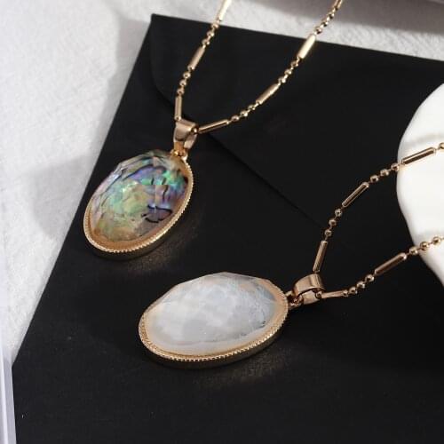 2020 Summer New Arrival Abalone Geometric Pendant Necklace Mother Of Pearl Pendant Necklace Wholesale