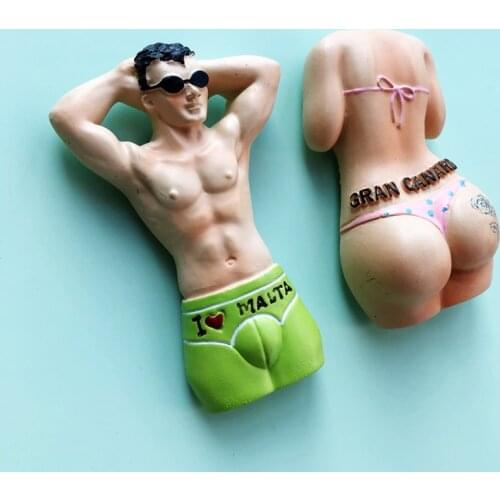 Hawaii Style Bikini Summer Beach Couple I Love Malta Gran Canaria Grand Canary Refrigerator Resin Magnets Magnetic Stickers