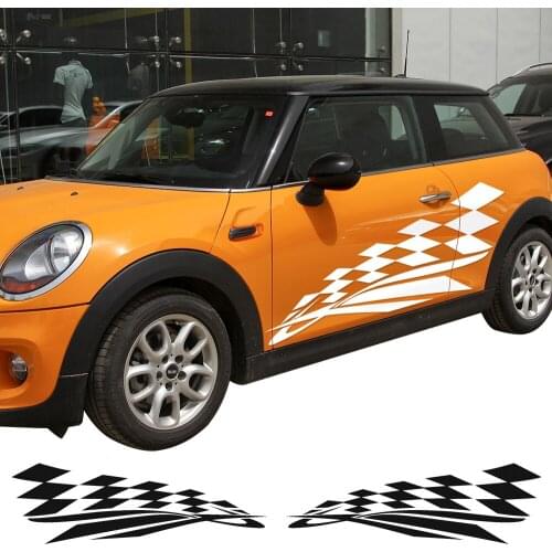 Door Side Stripes Body Decal Stickers Checker Falg for BMW MINI Cooper S R50 R53 R56 R57 R58 R59 Car Styling Accessories