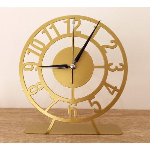 Table clock, Modern and Geometric Clock, Desktop Metal Clock, Table top clock, Circle Gold Circle