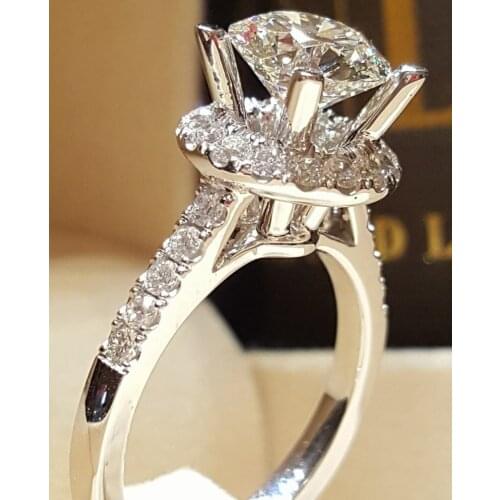 New 925 Sterling Silver Ring Simulation Diamond CZ Ring, Suitable For Female Charm Jewelry Engagement Gifts