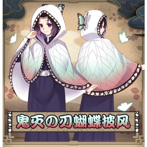 New Arrival Anime Demon Slayer: Kimetsu no Yaiba Kochou Shinobu Cosplay Cloak Hooded Cape Coat Comfortable Unisex Blanket Shawl