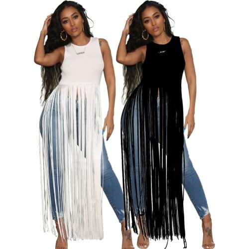 Pure Color Simple Fashion Sexy Tassel Top Nightwear Womens Top Design Strong Versatile Top Street Clothing Nightclub Top