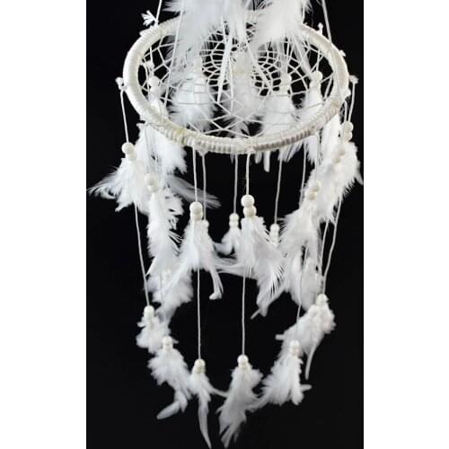 White Feather Woven Dream Catcher Wind Chimes Indian Style Religious Mascot Car Interior Wall Ornaments