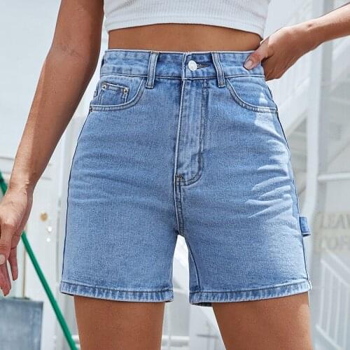 Femotwin Casual Denim Shorts Women Loose Thin Rolled Jeans Short Pants High Waist Solid Pencil Pants Straight Retro Shorts 2021