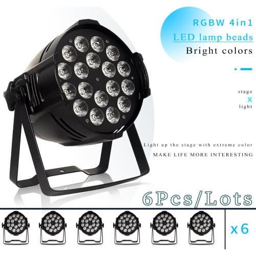 6pcs/lots 18*12w Light Aluminum LED Par 18x12W RGBW 4in1 LED Par Can Par 64 led spotlight dj projector wash lighting stage light