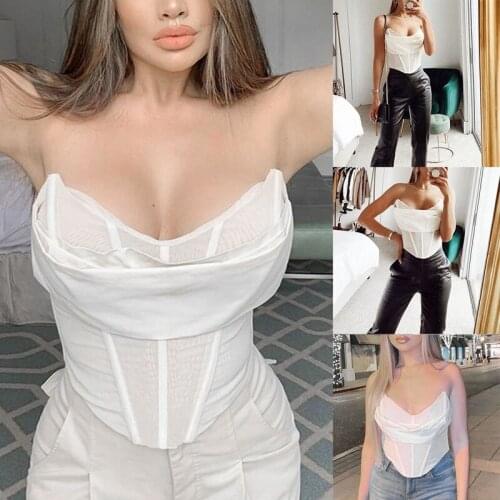 White Sexy Corset Crop Tops Women Club Party Short Tube Top Clothing Lady Tank Top