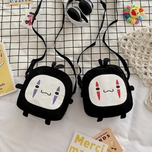 Lovely Mori Girl Lovely Shoulder Bags Cosmetic Plush Bags Woman 2021 Japanese Cartoon Spirited Away No Face Man Messenger Bag