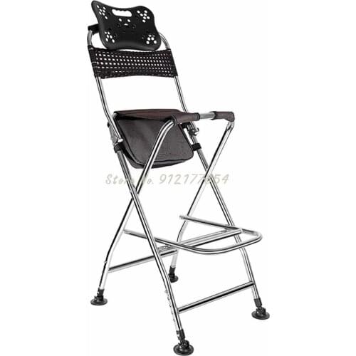 Stainless Steel Bridge Fishing Chair Foldable Multifunctional Portable Raft Fishing Chair Thickened Bridge Fishing Chair
