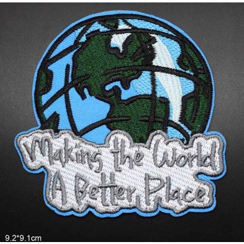 Love Earth Theme Make The World A Better Place Lamb Green Bulb Outdoor Iron On Embroidered Clothes Patches For Clothing