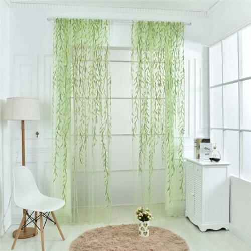 Fresh Floral Tulle French Windows Curtains Sheer Voile Window Curtain for Living Room Bedroom Simplicity Home Drape Decoration