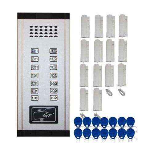 XinSiLu New Arrival Audio Door Phone Intercom System 14-apartments Audio Doorbell,New Design Indoor Unit ID Card Unlock Function