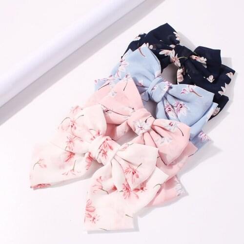 17 Colors Big Bow Clip Soft Stain Bowknot Barrettes Hairpins for Women Dot Flower Pattern Bow Ties Ponytail Hair Accessories