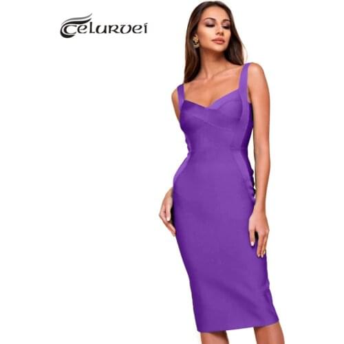 High Quality Celebrity Elegant Purple Pink Bodycon Rayon Bandage Dress Night Club Party Dress Vestidos