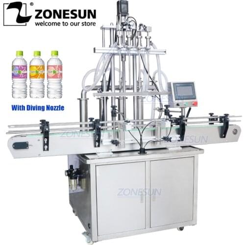 ZONESUN ZS-YT4T-4D 4 Diving Heads Foamy Soap Liquid Shampoo Bottle Piston Filling Machine Water Filler