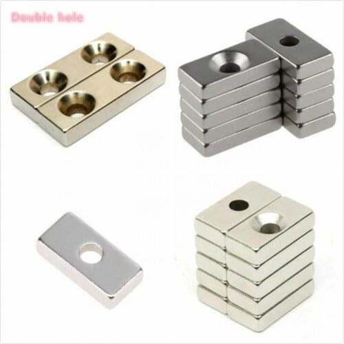 1/5 pcs Super Strong Block Cuboid Neodymium Magnets Countersunk Hole Rare Earth