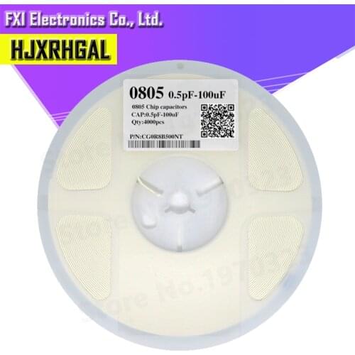 1reel 4000pcs 0805 50V SMD Thick Film hjxrhgal Chip Multilayer Ceramic Capacitor 0.5pF-47uF 10NF 100NF 1UF 2.2UF 4.7UF 10UF 1PF