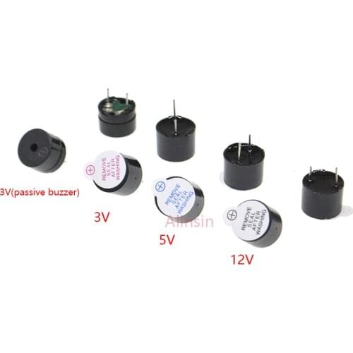 10PCS 3V/5V/12V Passive buzzer/Active Buzzer Magnetic Long Continous Beep Tone 12*9.5mm 12X9.5MM